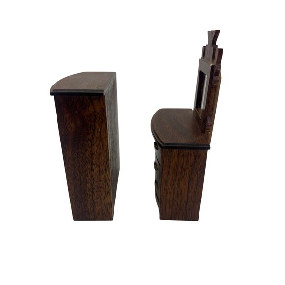 Artisan 1:12 Dollhouse Bow-Front Chest & Dresser w/ Mirror, JB Miniatures Pair - Picture 9 of 9